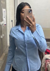 Formal Blue Fitted Shirt