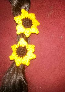 Sunflower Hair Ties - Crochet