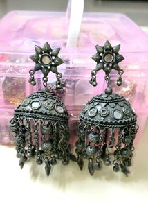 Oxidized Jhumka Earrings