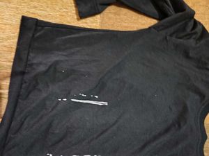 One Cold Shoulder Black Graphic Long Sleeve Top