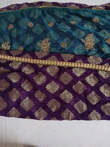 Heavy Teal & Purple Festive Saree