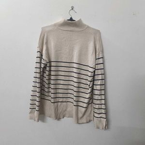 Cream Knit Striped Sweater