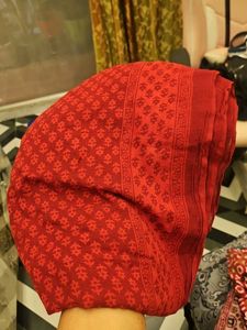 Red Block Print Lehenga Choli Set