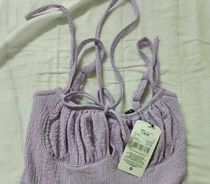 Lavender Mini Dress with Lace-Up Back