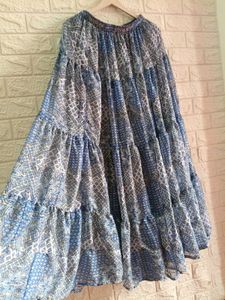 Bohemian Blue Print Tiered Skirt