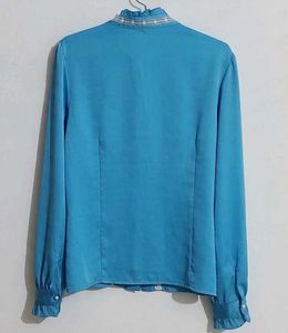 Vintage Ruffled Blue Blouse