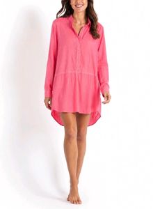 Tommy Hilfiger Pink Garment-Dyed Shirt Mini Dress.