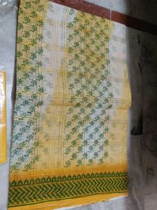 Yellow Saree with Green Border