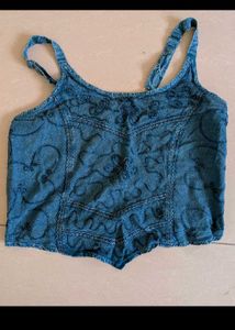 Embroidered Denim Corset Top