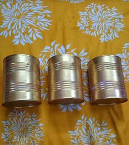 Set of 3 Vintage Golden Tins