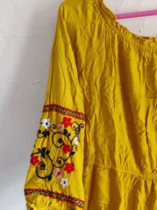 YELLOW COLD SHOULDER DRESS
