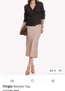 Women's Brown Wrap Top