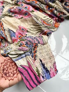 Boho Peacock Print Cropped shirt