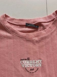 Pink Ribbed Crop Top