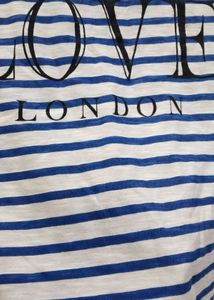 Blue &amp; White Striped "Love London" T-Shirt
