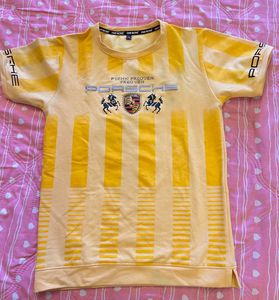 Retro Yellow Porsche Striped T-Shirt