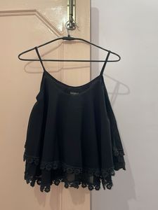 Chic Black Lace Trim Cami Top