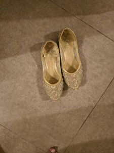Embellished Gold Juttis - Indian Flats