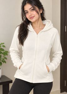 Cream Zip-Up Hoodie