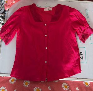 Vibrant Pink Square Neck Blouse
