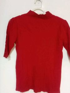 Sparkly Red Mock Neck Top