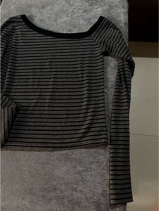 one shoulder striped top