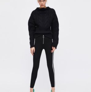 Black Pants with White & Green Stripes
