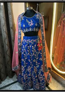 Royal Blue Embroidered Lehenga Choli Set designer