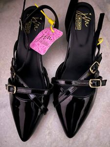 double strap chic black heels