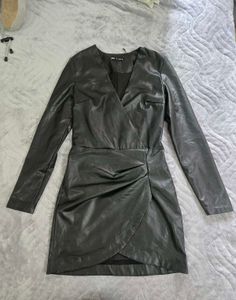 zara Faux Leather Wrap Dress bust 32 waist 28