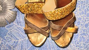 Glamorous Gold Wedge Sandals