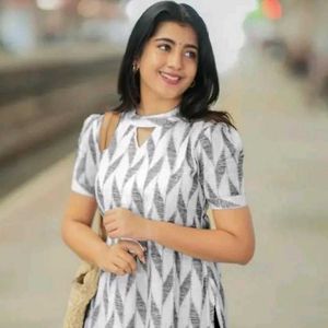 Stylish Printed White & Grey Kurta