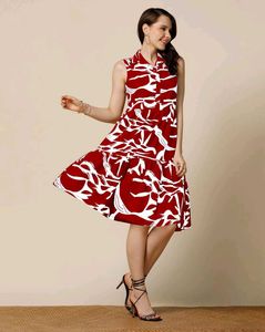Red & White Print Sundress
