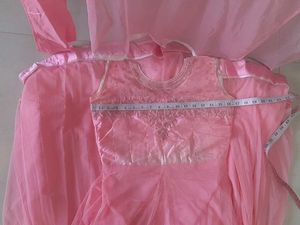 Elegant Pink Gown with churidar &amp; dupatta