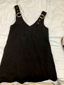 Black Buckle Strap Mini Dress