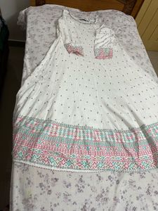 White ethnic gown with gold foil print