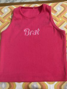 Hot Pink "Brat" Ribbed Tank Top