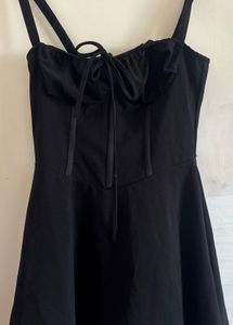 Chic Black Mini Dress with Tie Front