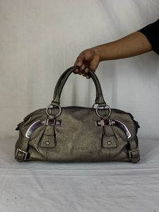 Mila Schon Metallic Bronze Leather Shoulder bag