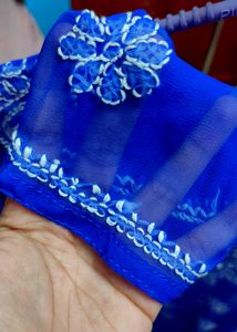Royal Blue Georgette Chikankari Kurti With Inner