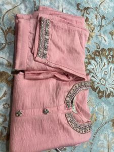Elegant Pink Kurta Set with Embellishments