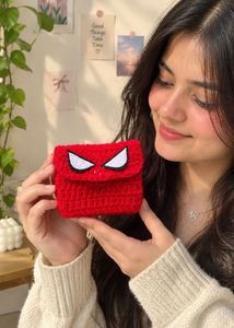 Handmade Crochet Spiderman Pouch