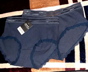 (combo) Ribbed Lace Trim Panties - New with Tag