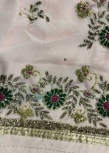 Elegant Peach Kurta Set with Embellishments