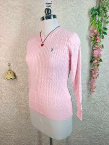 S. Polo Assn. Pink Cable Knit Sweater