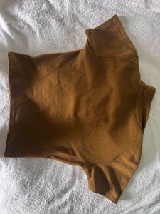 Brown Mock Neck Long Sleeve Top