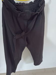 Chic Black Paperbag Waist Pants