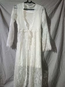 Elegant White Lace robe set