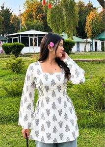 Chic White Printed Kurta
