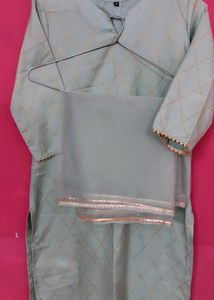 Light green straight kurti with dupatta